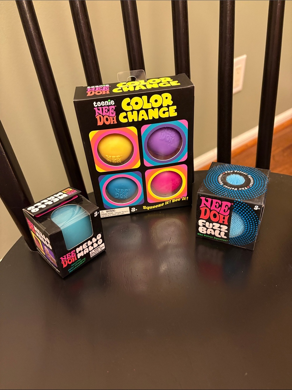 NeeDoh bundle Color Change Squishy Balls - Yellow, Purple, Pink, Blue fuzz/ mell